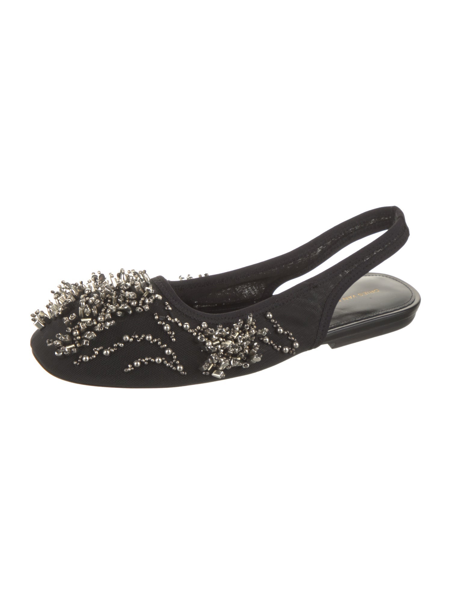 Dries Van Noten Mesh Beaded Accents Slingback Flats