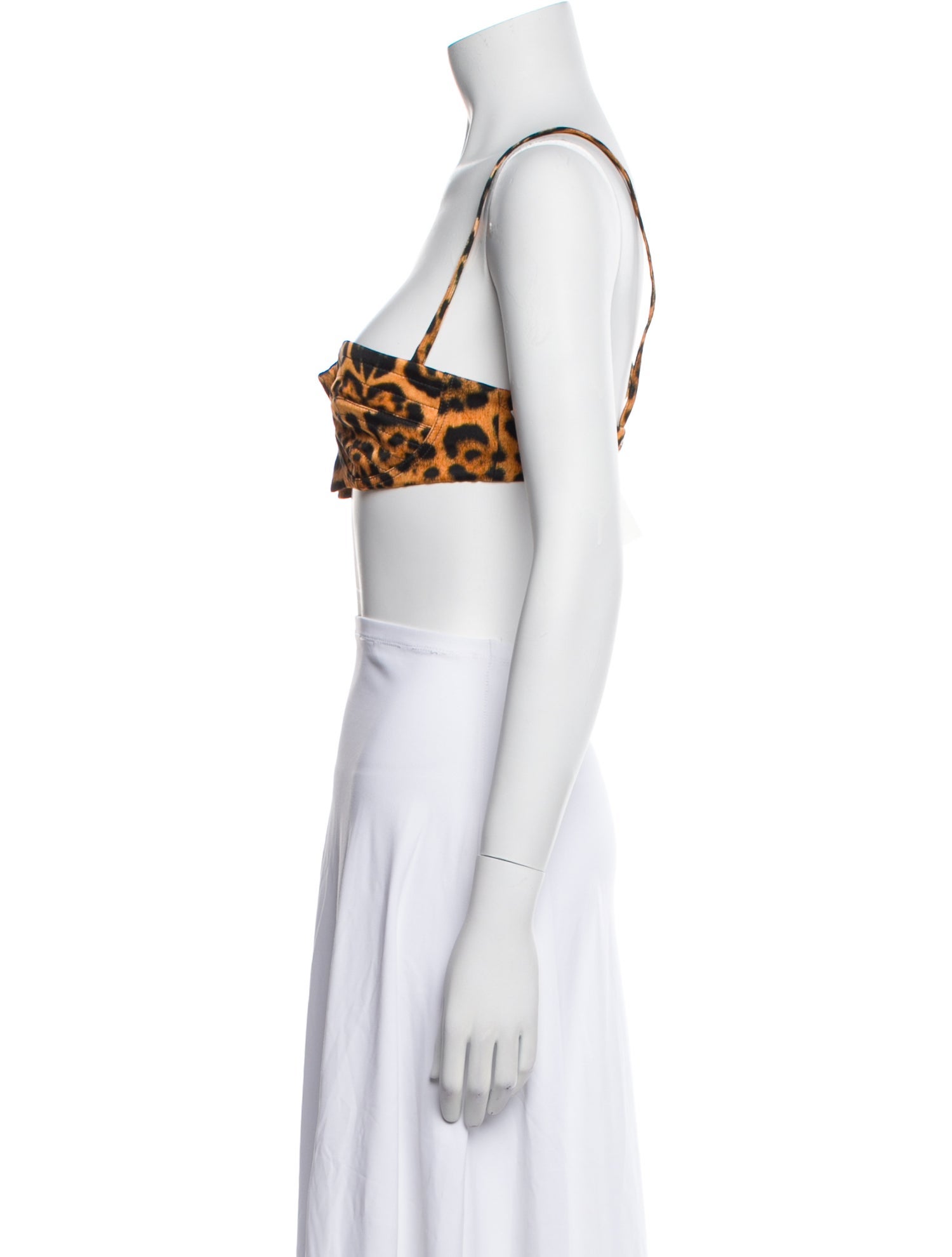 Dries Van Noten Animal Print Square Neckline Crop Top