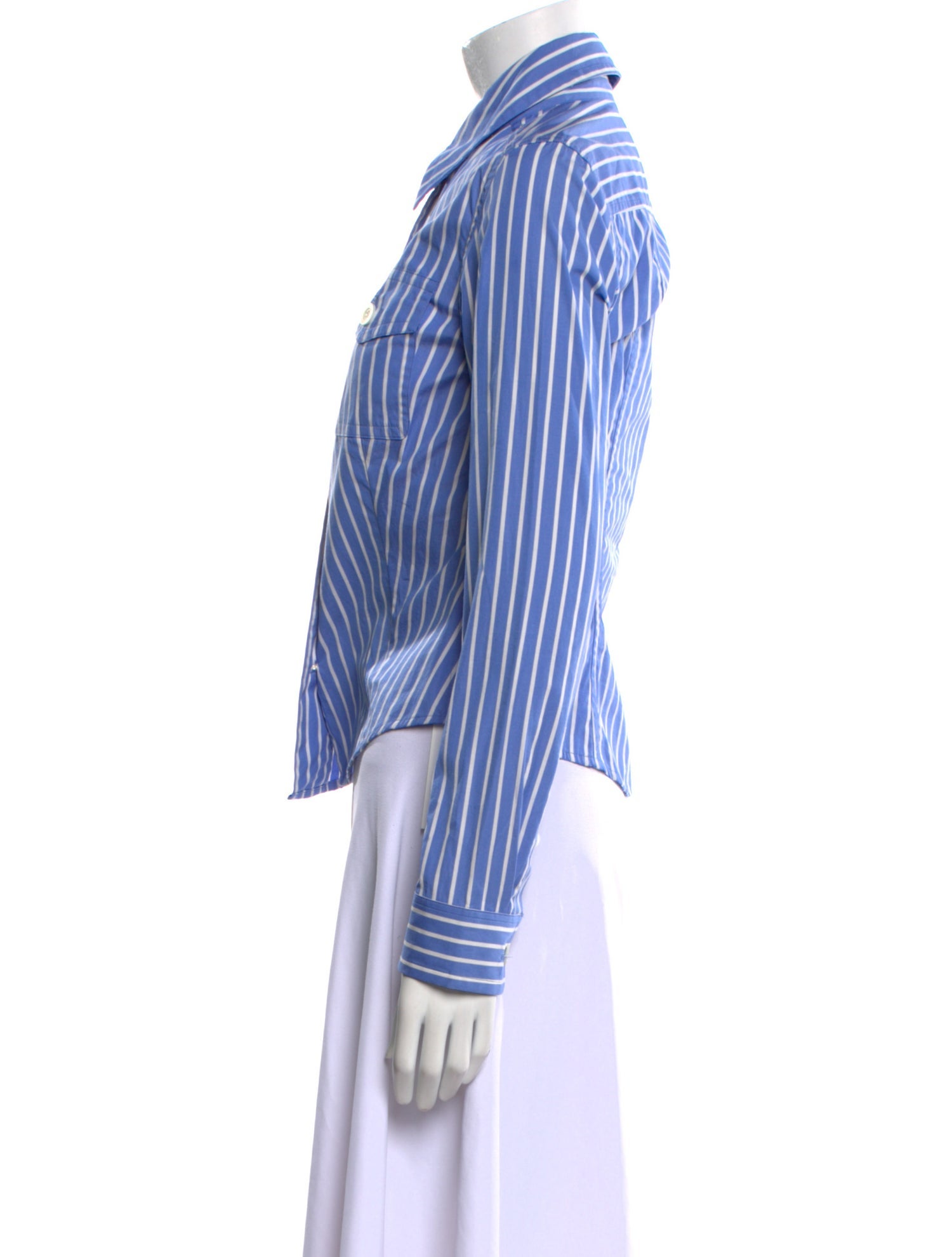 Dries Van Noten Striped Long Sleeve Button-Up Top