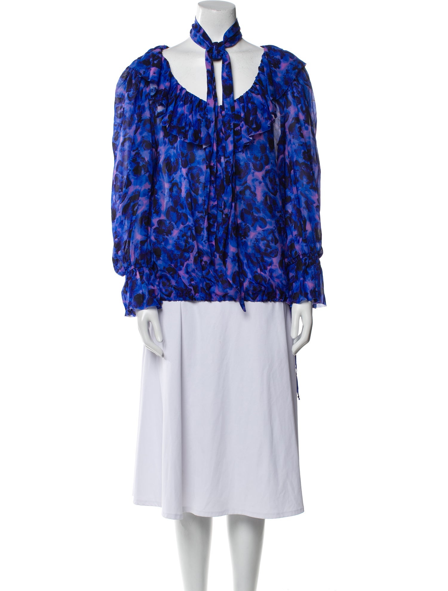 Dries Van Noten Printed Cowl Neck Tunic