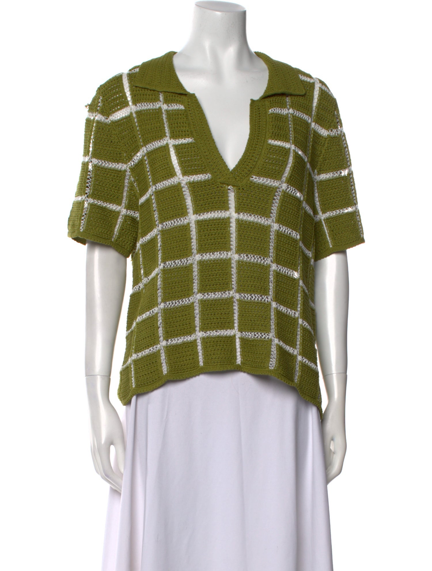 Dries Van Noten Plaid Print Short Sleeve Top