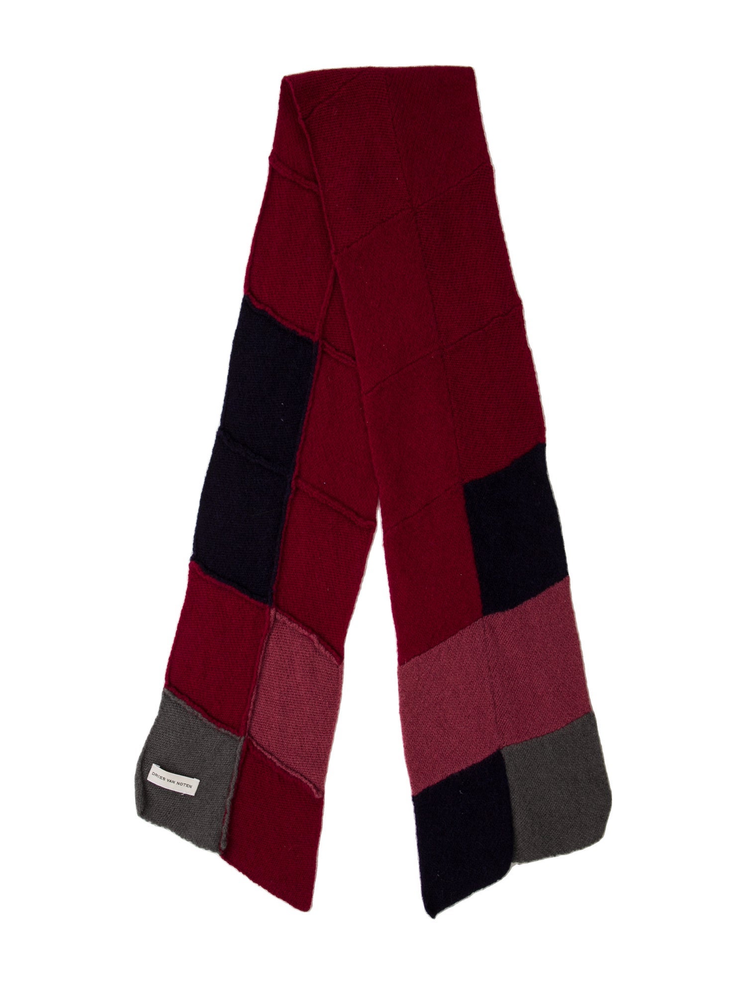 Dries Van Noten Wool Colorblock Pattern Scarf