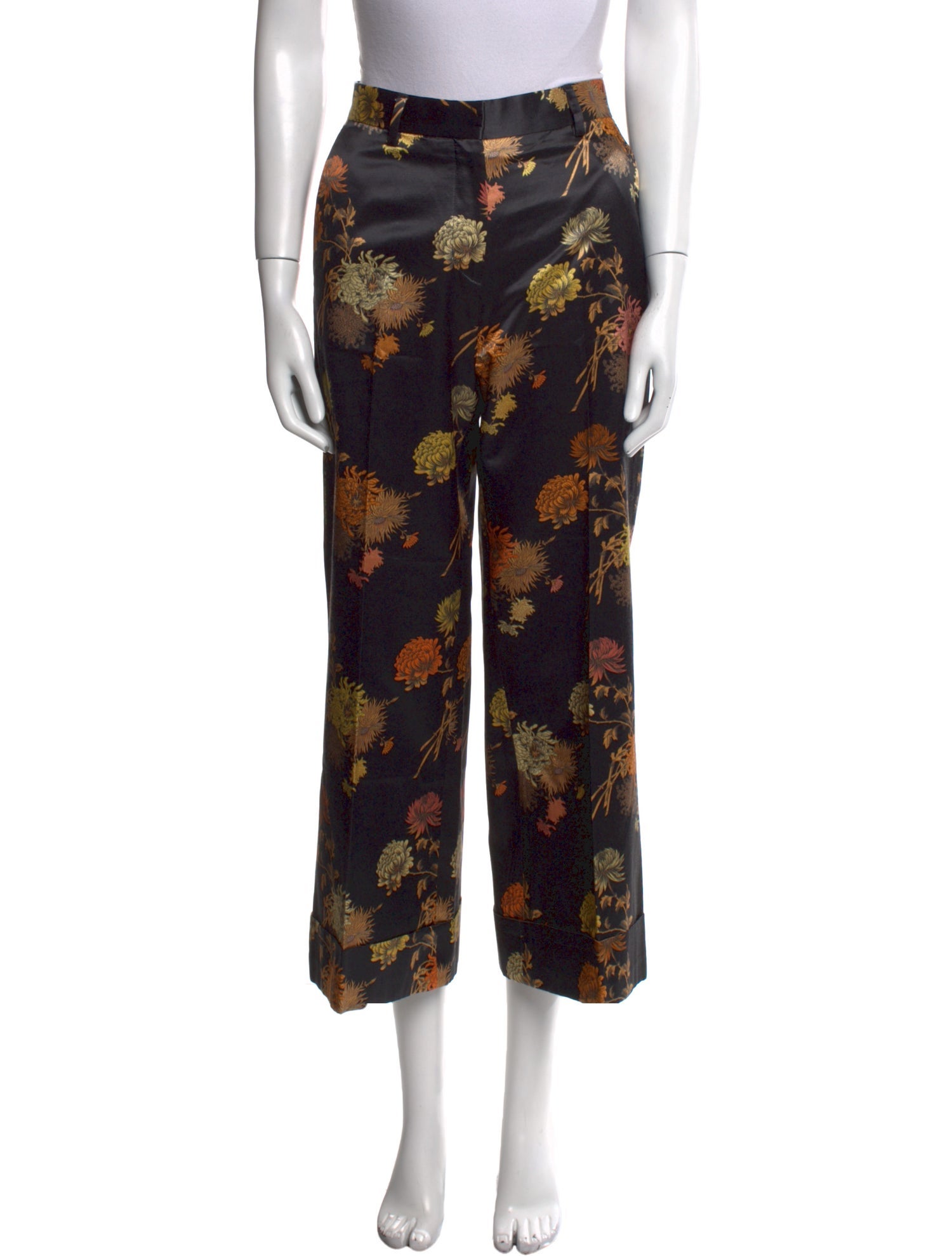 Dries Van Noten Floral Print Wide Leg Pants