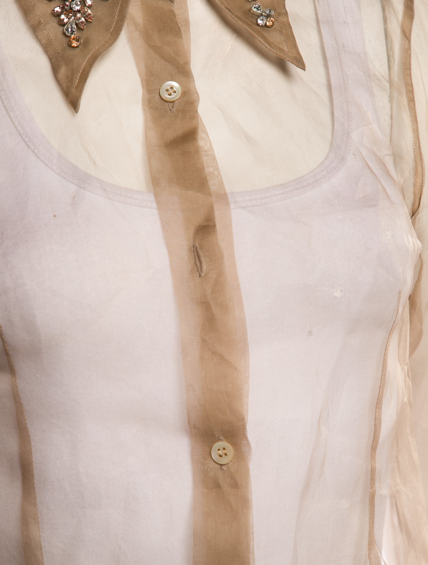 Dries Van Noten Silk Long Sleeve Button-Up Top