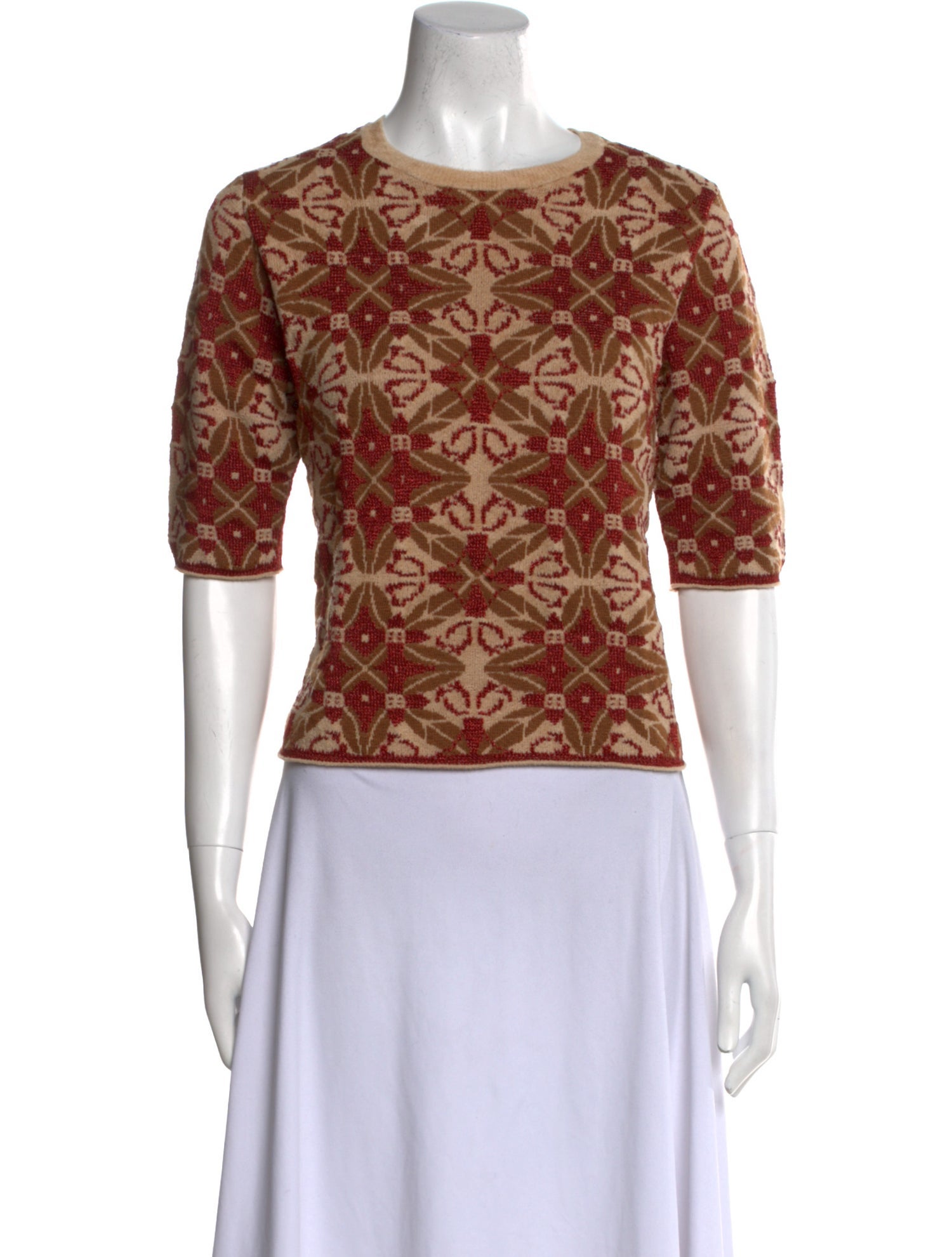 Dries Van Noten Printed Crew Neck Crop Top