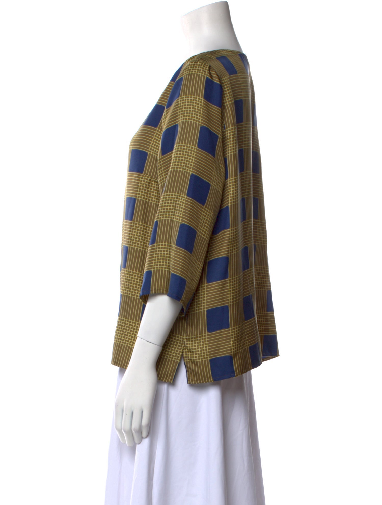 Dries Van Noten Silk Plaid Print Blouse