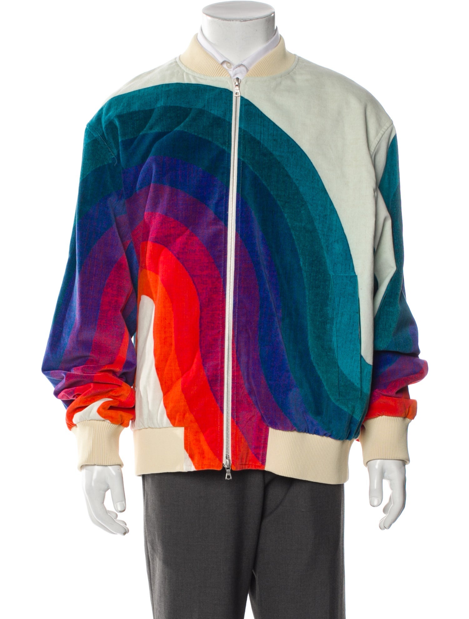 Dries Van Noten Colorblock Pattern Windbreaker