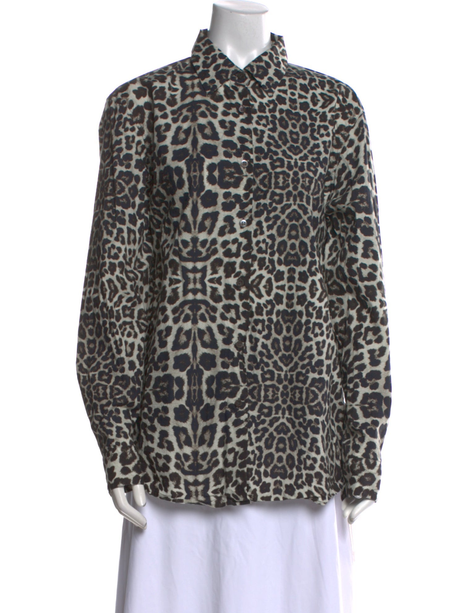 Dries Van Noten Animal Print Long Sleeve Button-Up Top