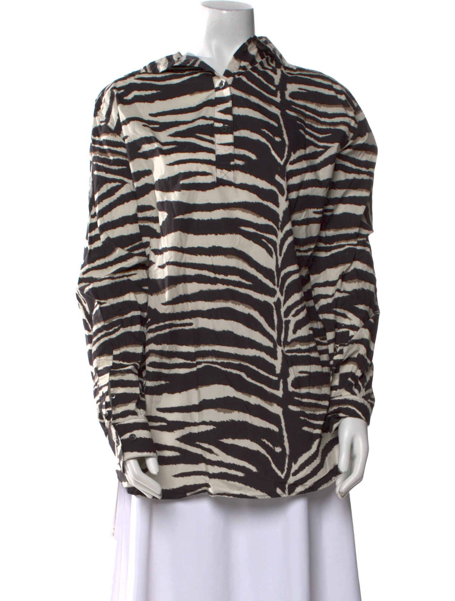 Dries Van Noten Animal Print Long Sleeve Button-Up Top
