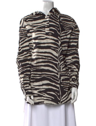 Dries Van Noten Animal Print Long Sleeve Button-Up Top