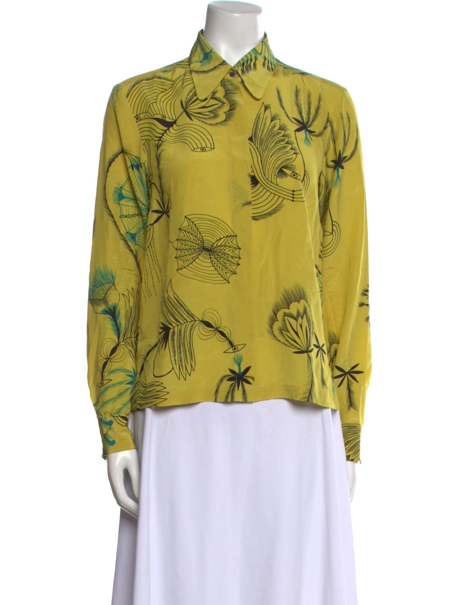 Dries Van Noten Silk Printed Button-Up Top