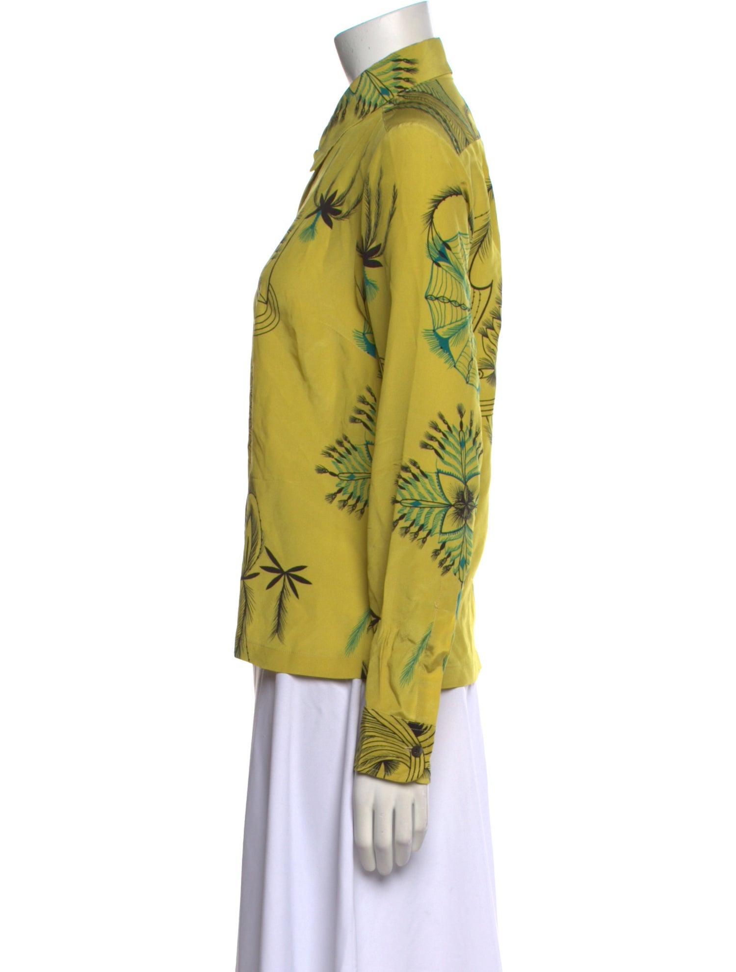 Dries Van Noten Silk Printed Button-Up Top
