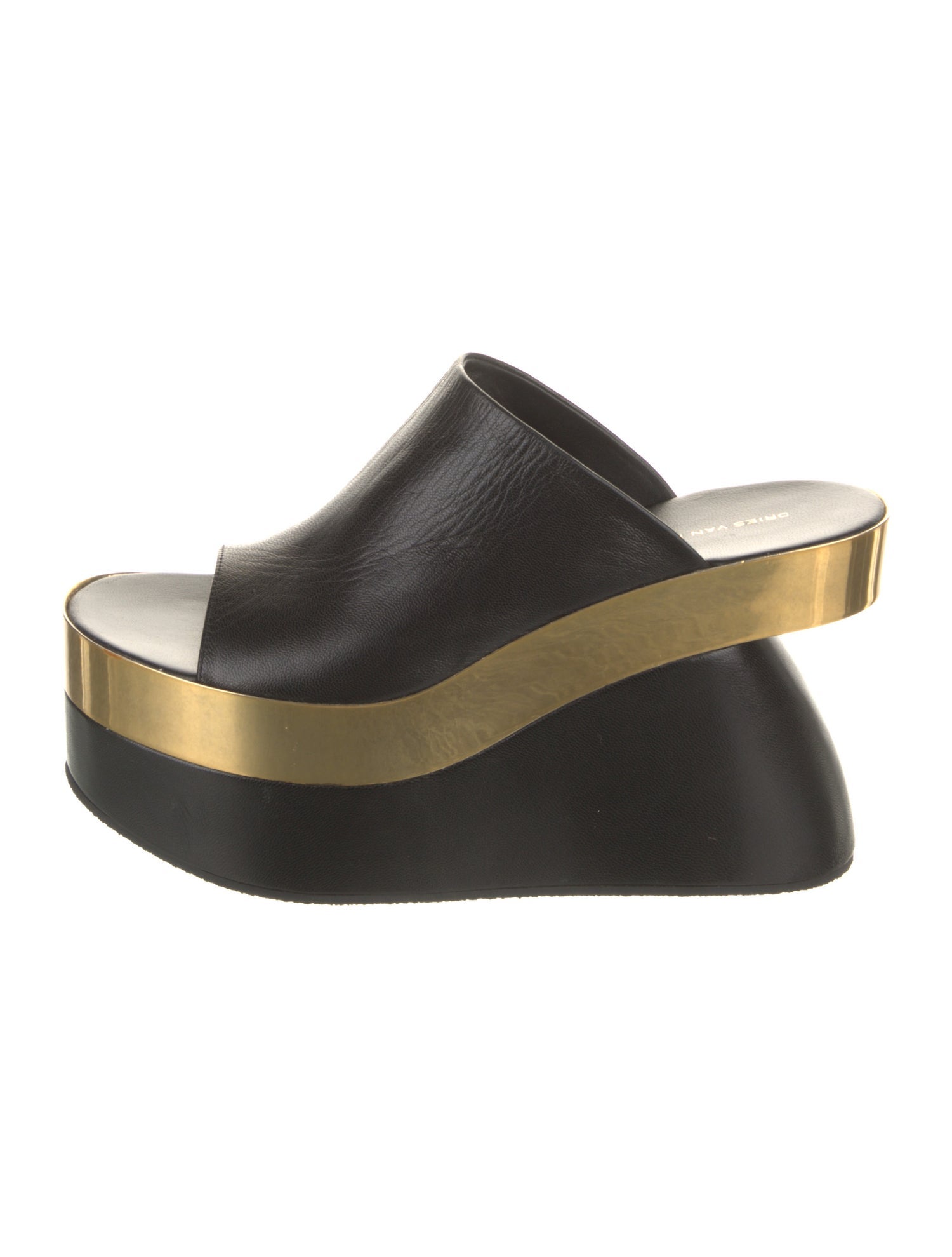 Dries Van Noten Leather Colorblock Pattern Slides