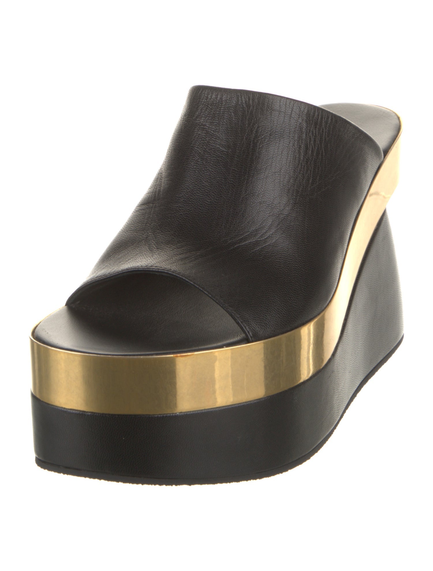 Dries Van Noten Leather Colorblock Pattern Slides