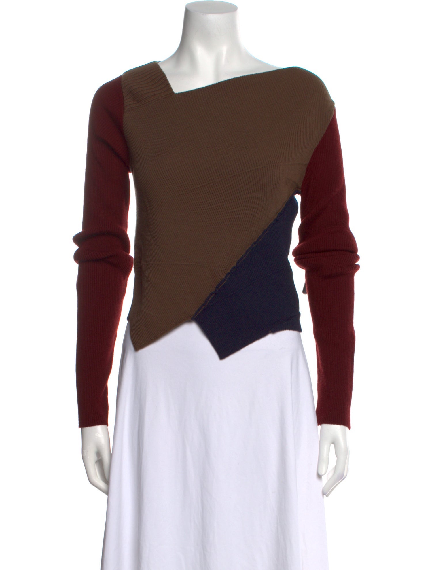 Dries Van Noten Merino Wool Colorblock Pattern Sweater
