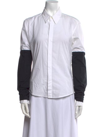 Dries Van Noten Colorblock Pattern Long Sleeve Button-Up Top