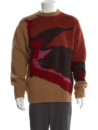Dries Van Noten Merino Wool Colorblock Pattern Pullover