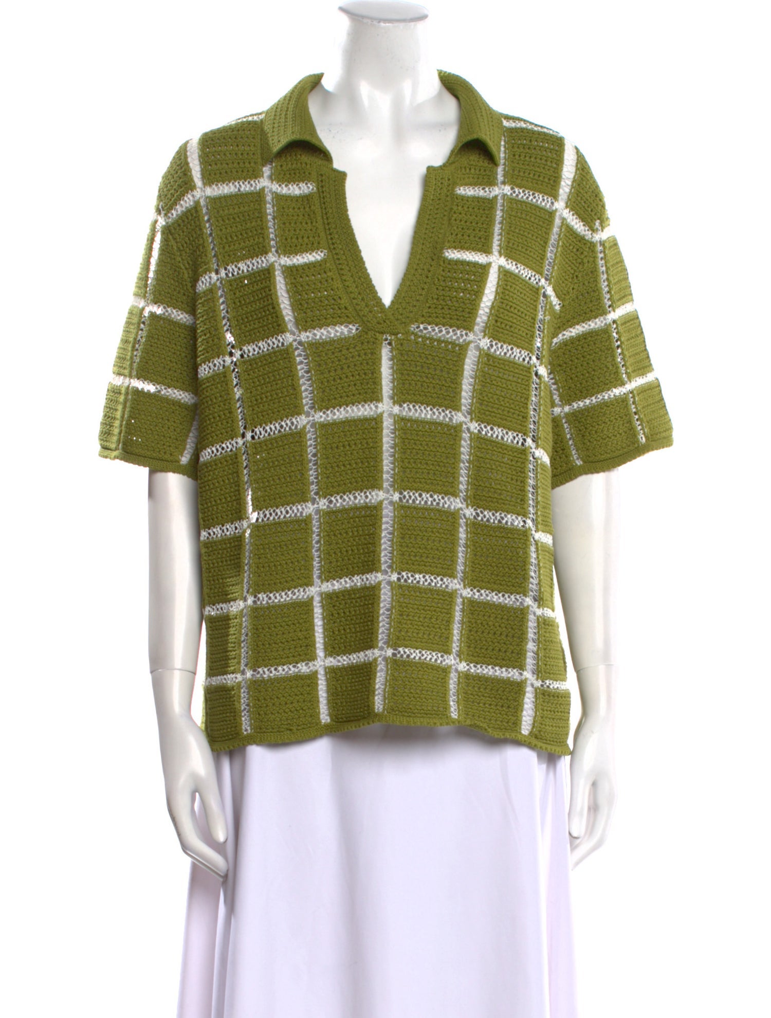 Dries Van Noten Plaid Print Short Sleeve Polo