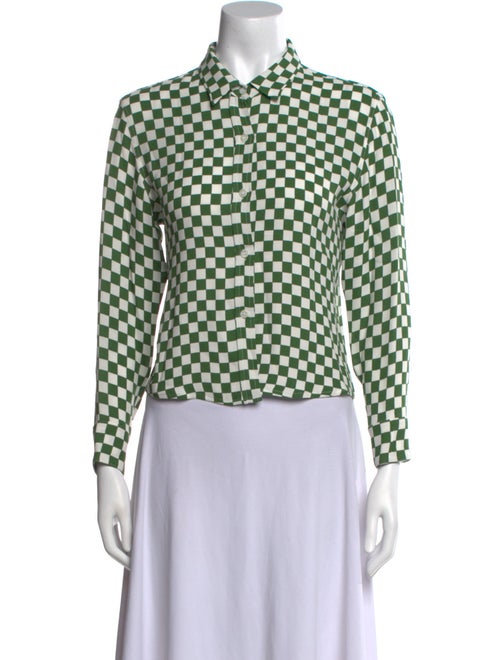 Dries Van Noten Plaid Print Long Sleeve Button-Up Top