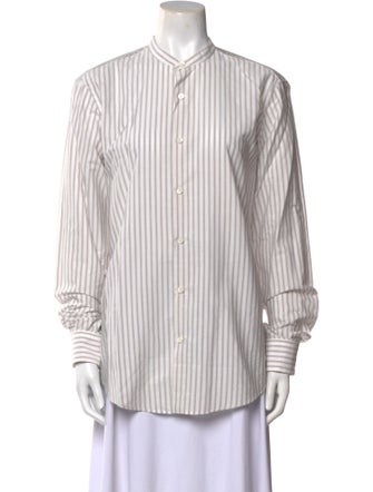 Dries Van Noten Striped Long Sleeve Button-Up Top