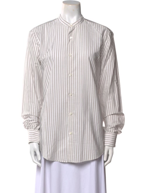 Dries Van Noten Striped Long Sleeve Button-Up Top