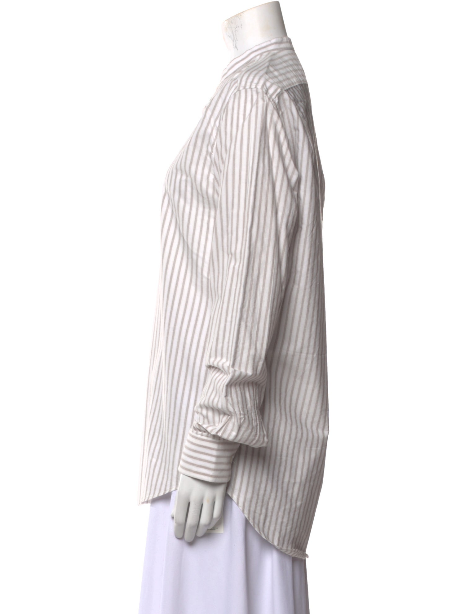Dries Van Noten Striped Long Sleeve Button-Up Top
