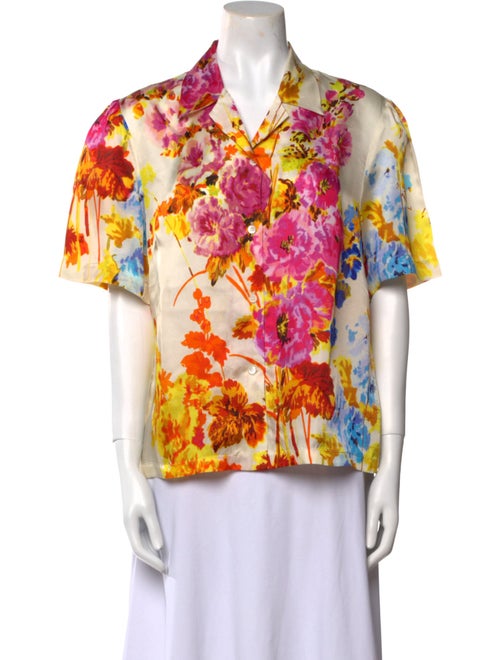 Dries Van Noten Floral Print Short Sleeve Button-Up Top
