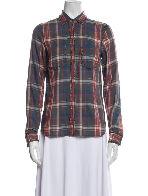 Dries Van Noten Plaid Print Long Sleeve Button-Up Top