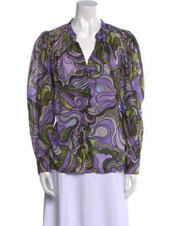 Dries Van Noten Printed V-Neck Blouse