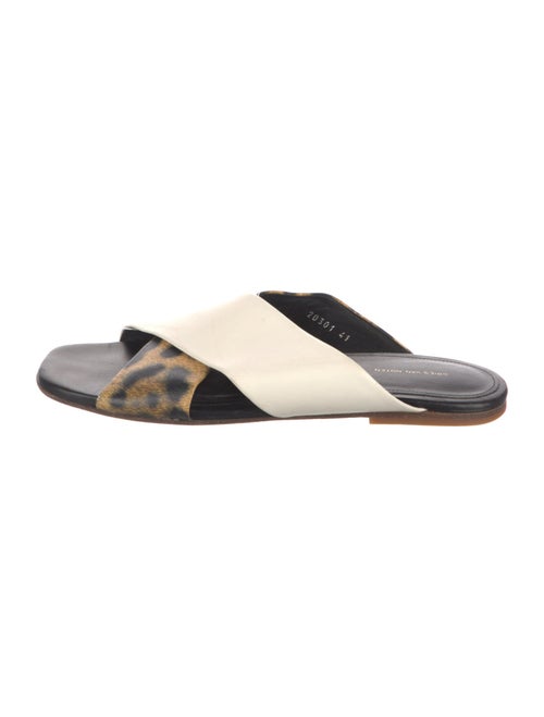 Dries Van Noten Leather Animal Print Slides