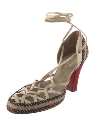 Dries Van Noten Leather Striped D'Orsay Pumps