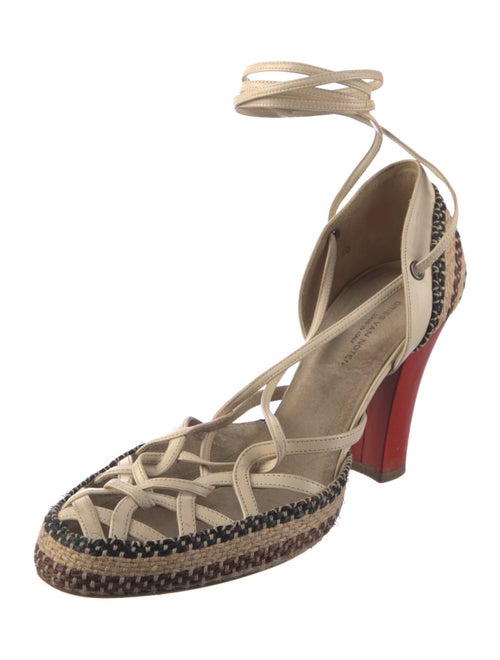 Dries Van Noten Leather Striped D'Orsay Pumps