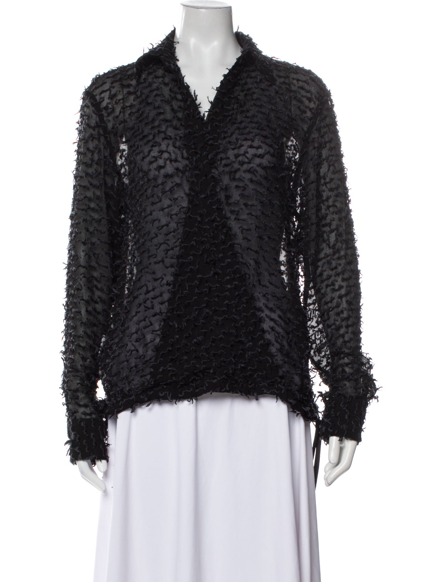 Dries Van Noten Lace Pattern V-Neck Blouse w/ Tags