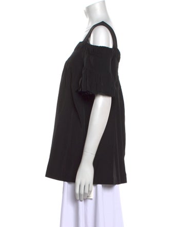 Dries Van Noten Square Neckline Short Sleeve Blouse