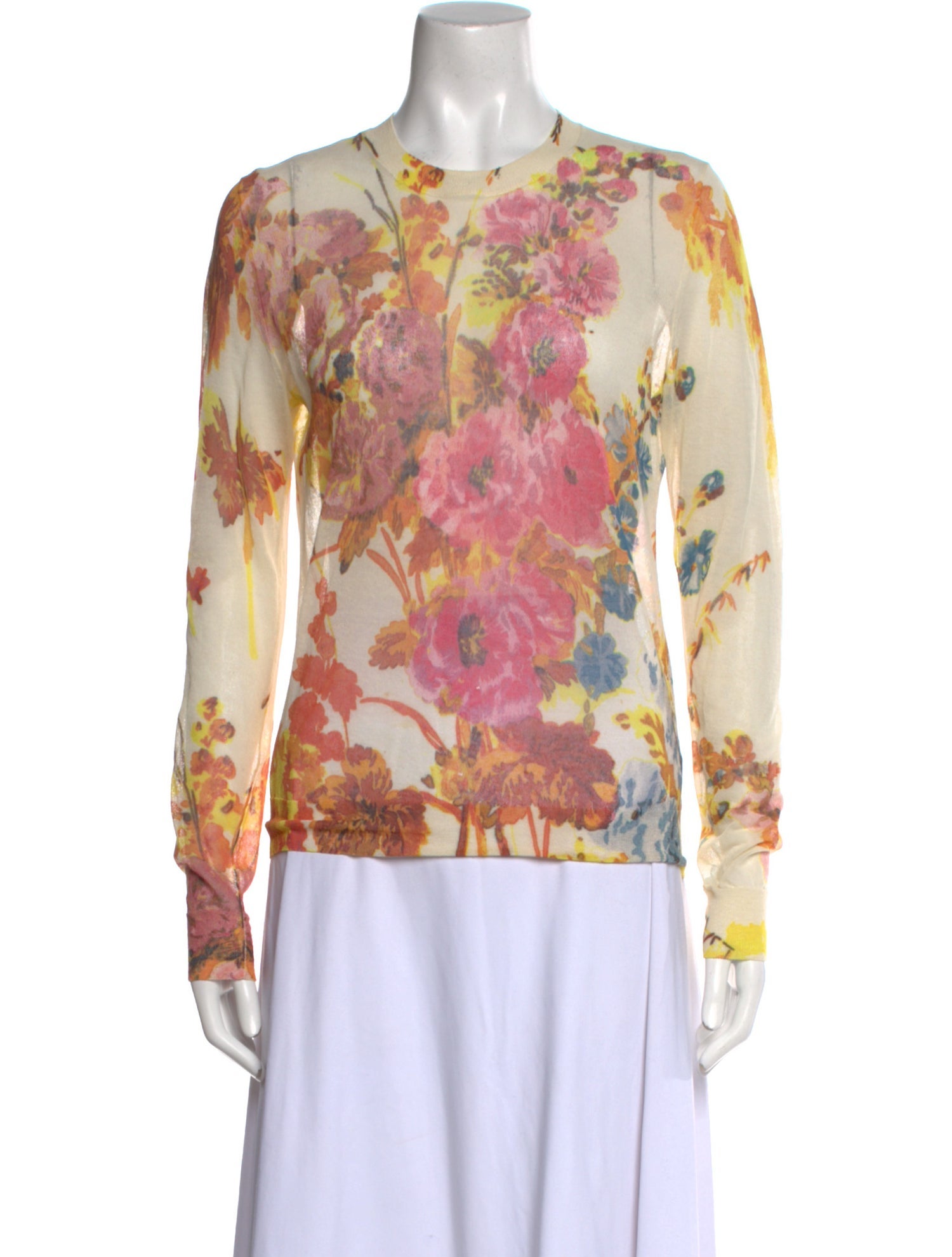 Dries Van Noten Floral Print Crew Neck Sweater