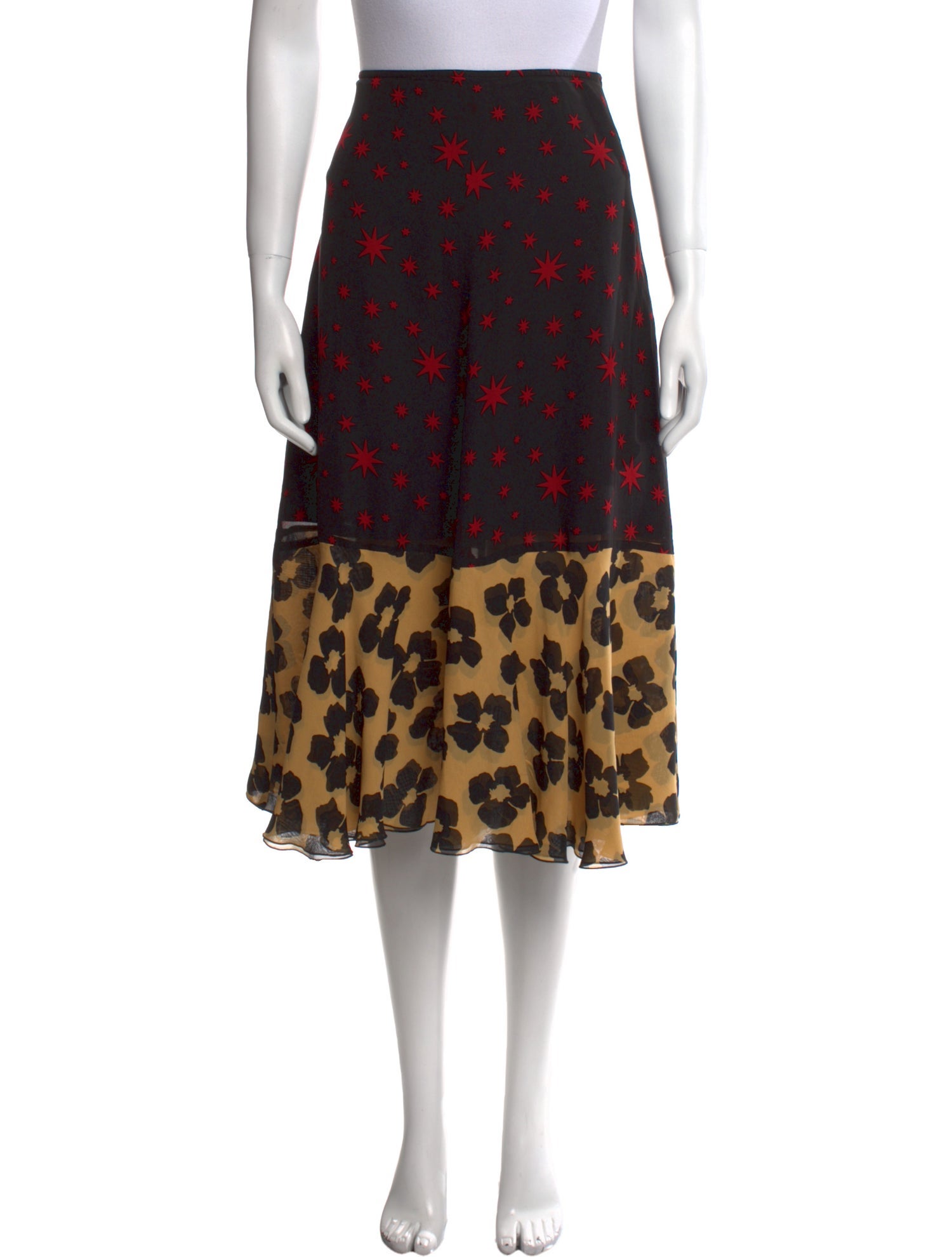 Dries Van Noten Silk Midi Length Skirt