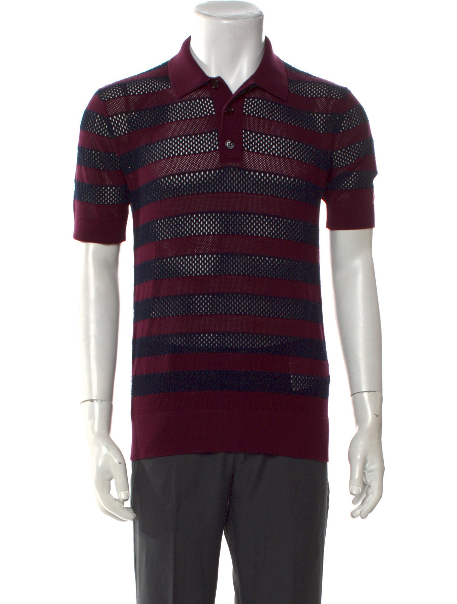 Dries Van Noten Striped Collar Polo Shirt