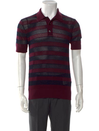 Dries Van Noten Striped Collar Polo Shirt