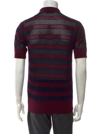 Dries Van Noten Striped Collar Polo Shirt