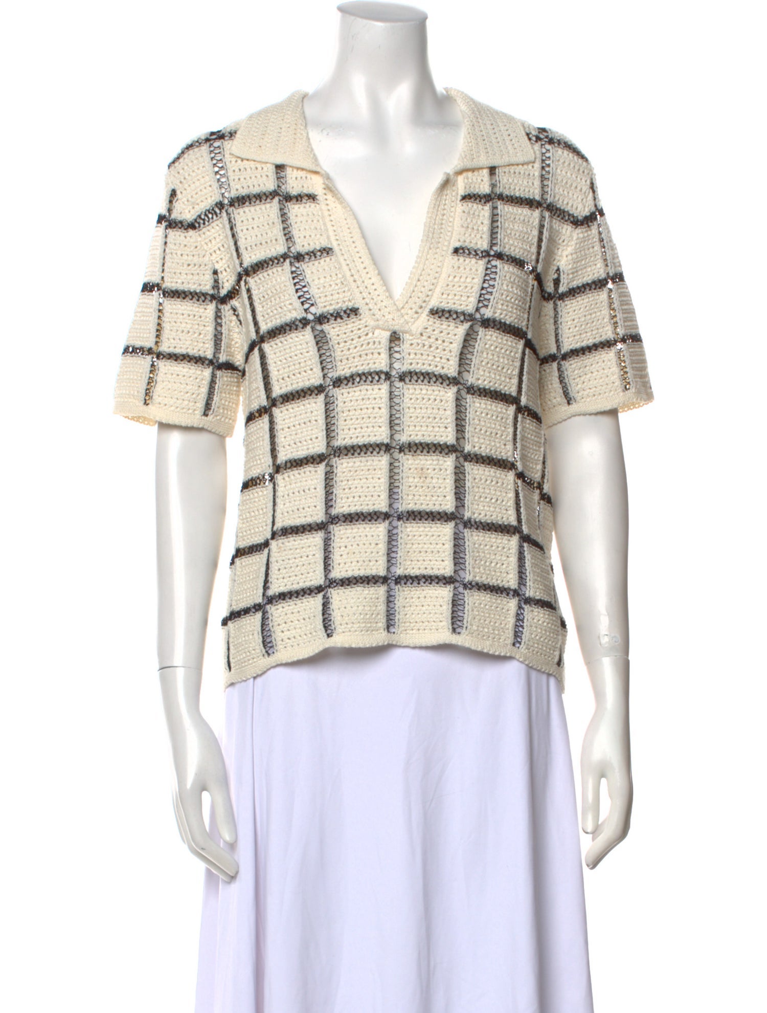 Dries Van Noten Plaid Print V-Neck Crop Top