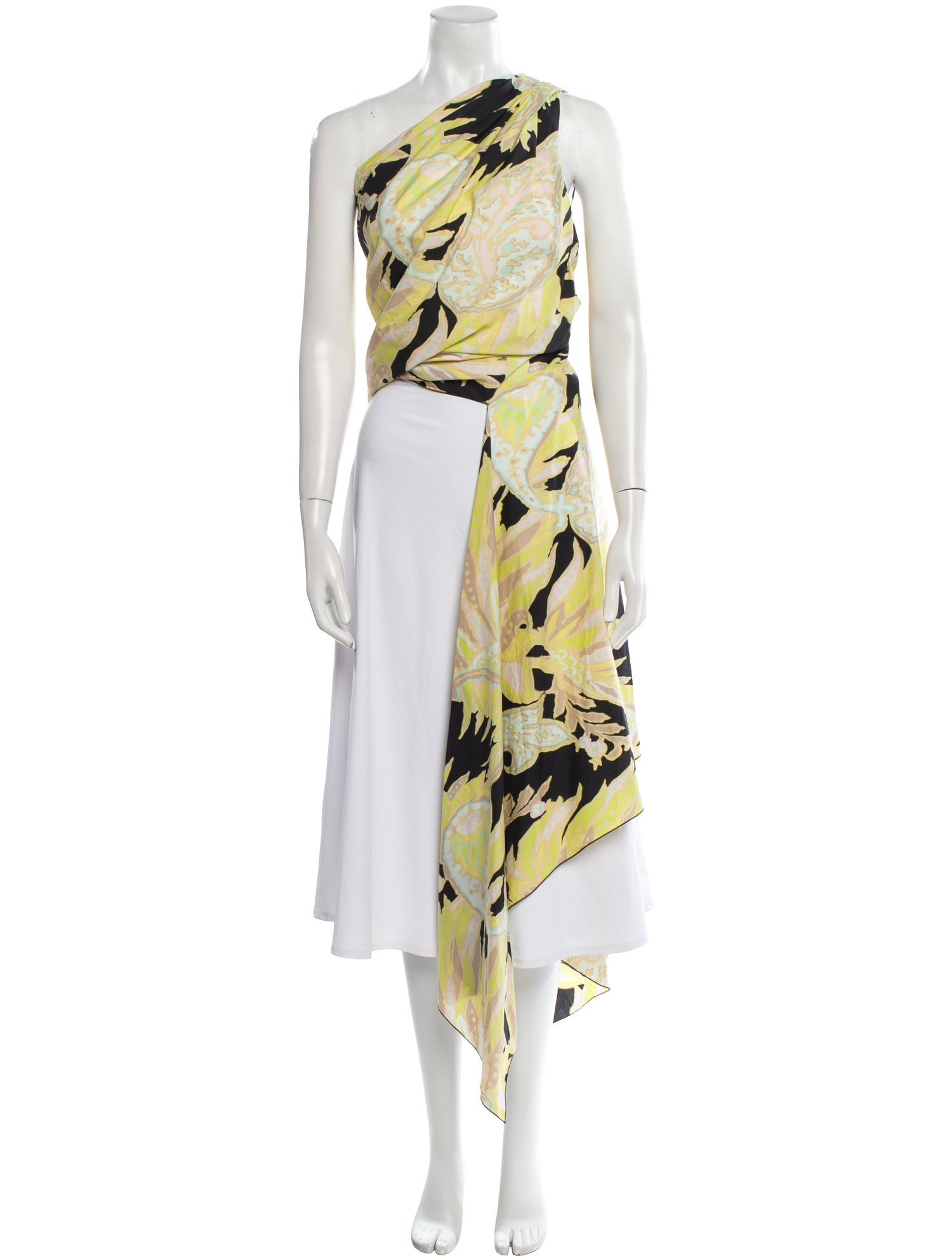 Dries Van Noten Printed One-Shoulder Top