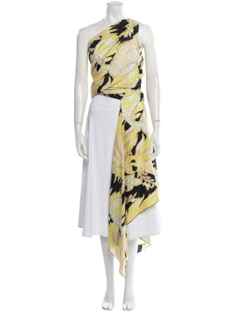 Dries Van Noten Printed One-Shoulder Top