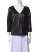 Dries Van Noten Leather V-Neck Blouse