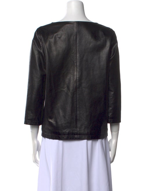 Dries Van Noten Leather V-Neck Blouse