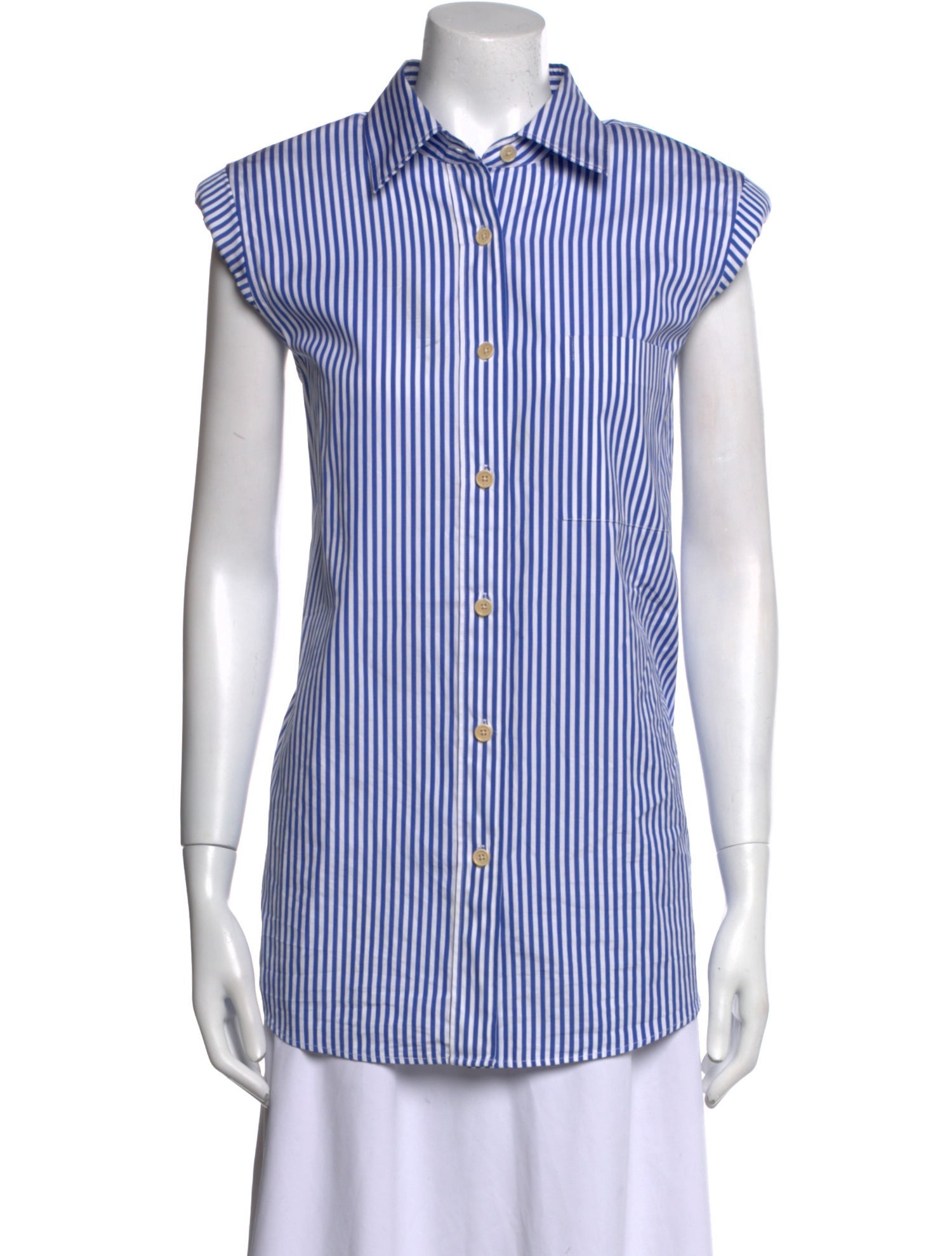 Dries Van Noten Striped Short Sleeve Button-Up Top