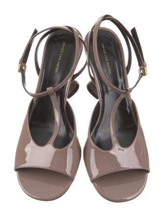 Dries Van Noten Patent Leather T-Strap Sandals