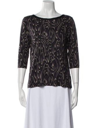 Dries Van Noten Printed Bateau Neckline Blouse