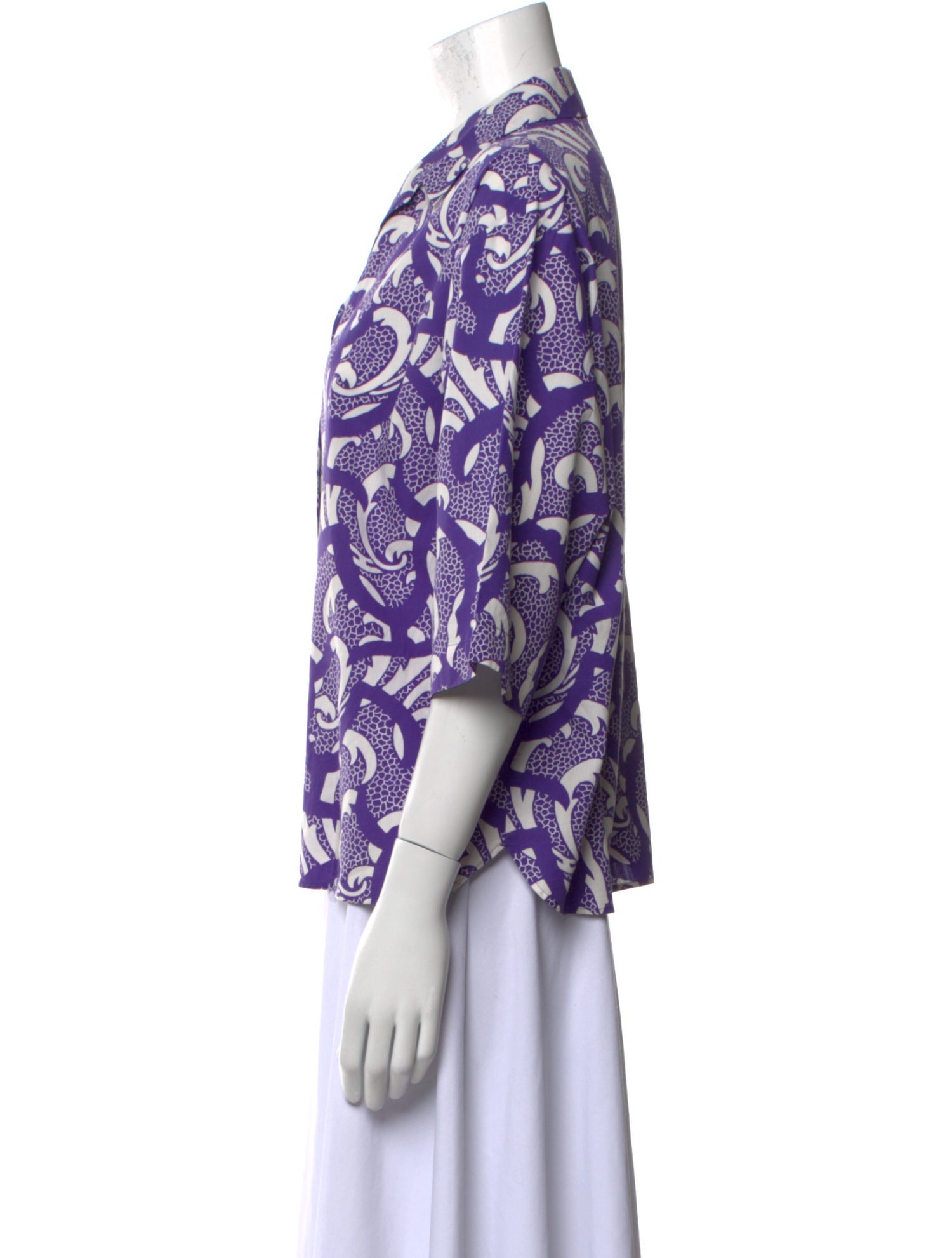 Dries Van Noten Printed Three-Quarter Sleeve Blouse