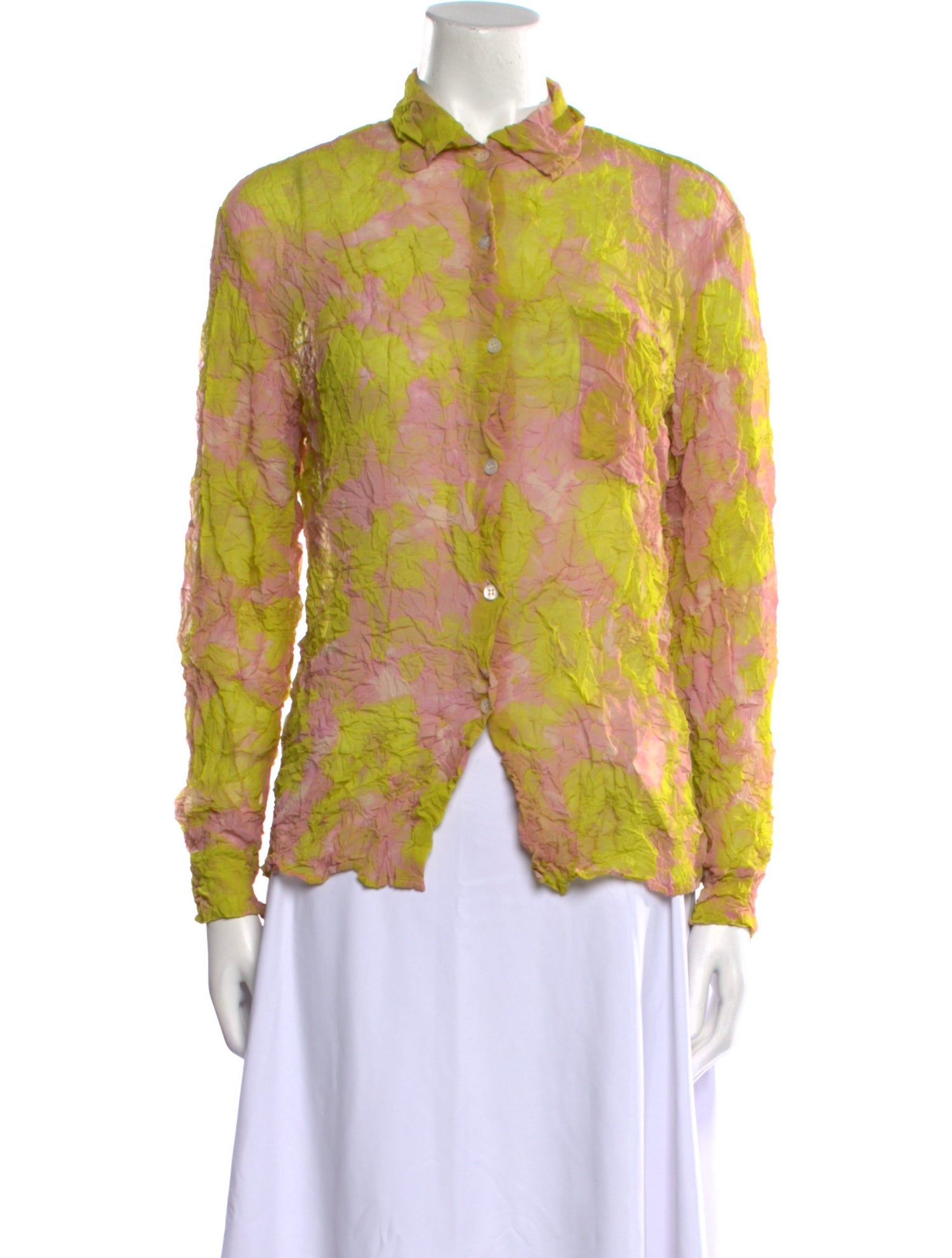 Dries Van Noten Printed Long Sleeve Button-Up Top