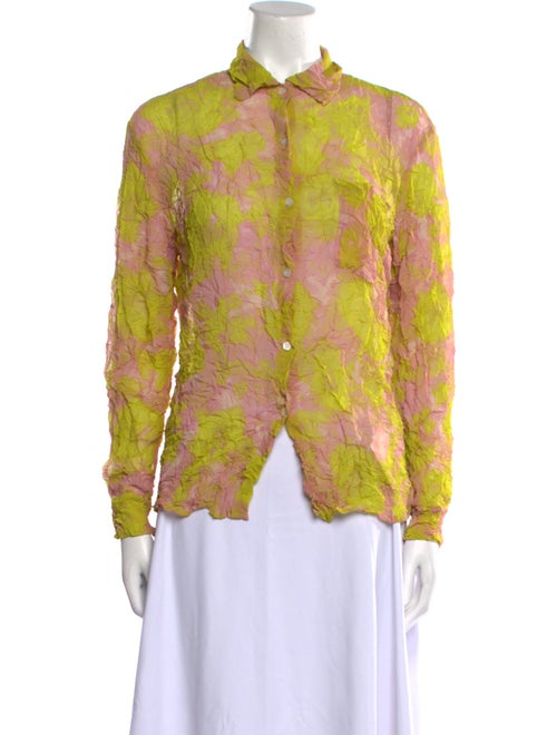 Dries Van Noten Printed Long Sleeve Button-Up Top